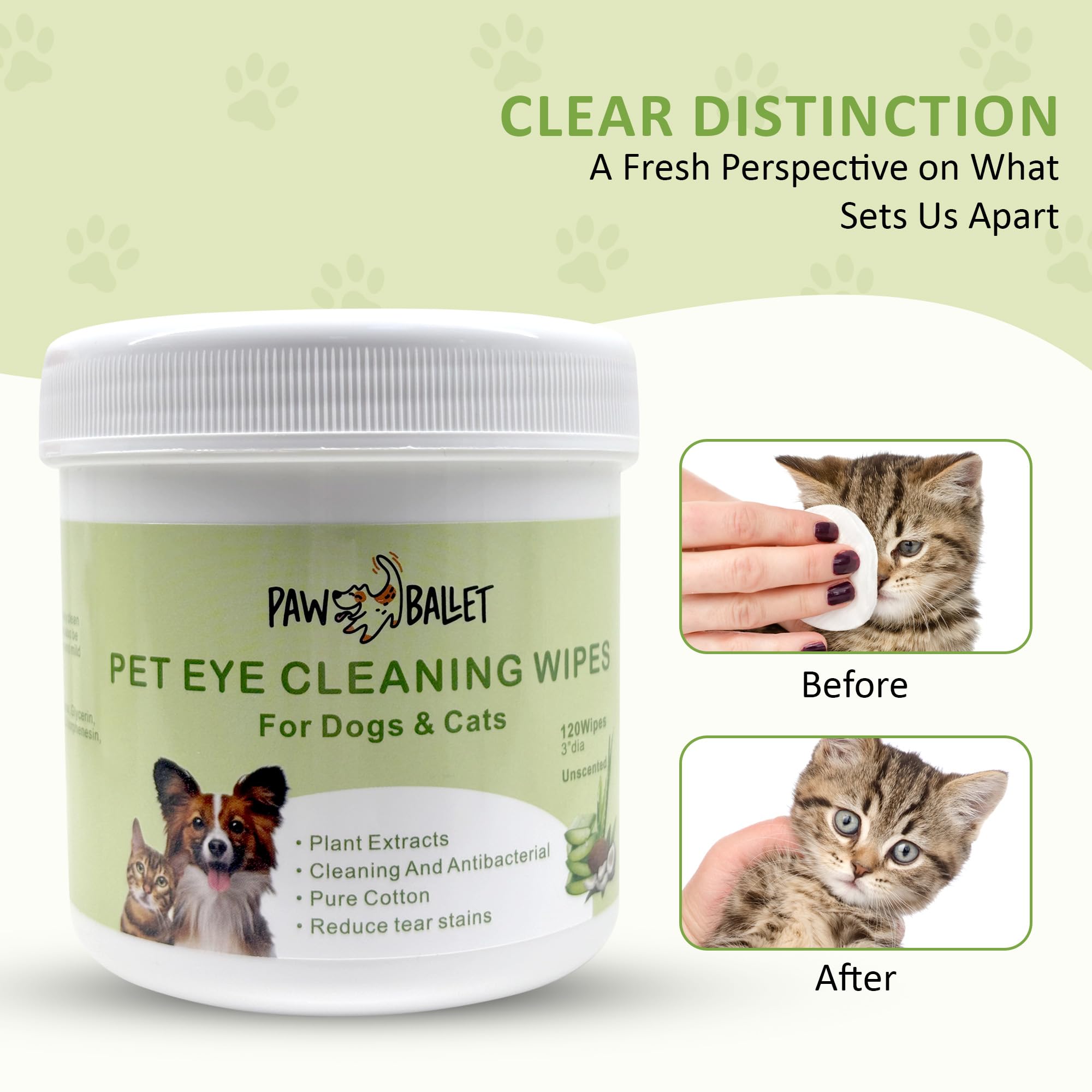 Paw Ballet Pet Eye Wipes for Cats & Dogs